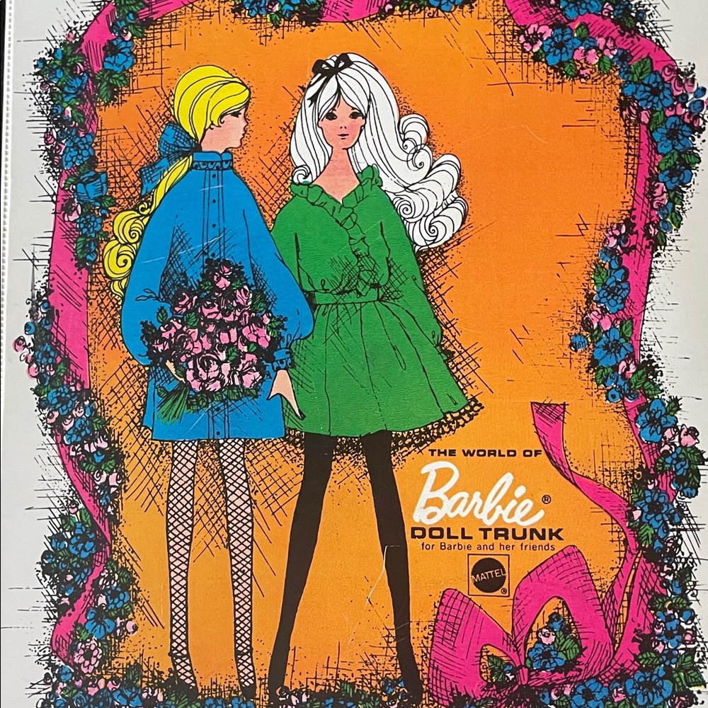 Mattel Vintage 1968 Barbie Doll Trunk with Vibrant Illustration Great Condition